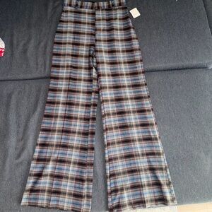 Free People Plaid Wide-Leg Pants